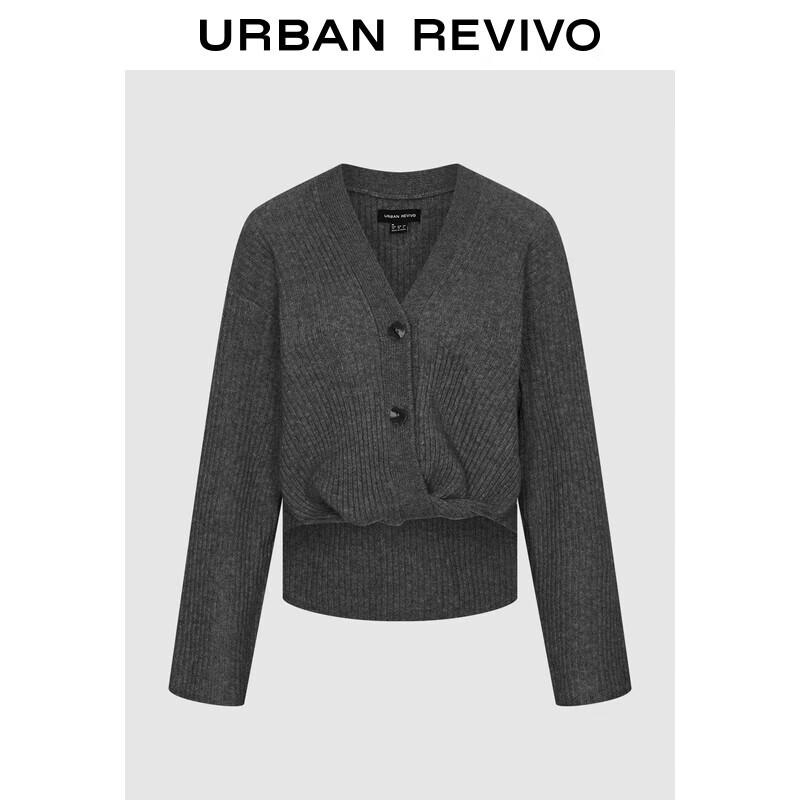 UR Women's V-Neck Twist-Knot Knit Cardigan