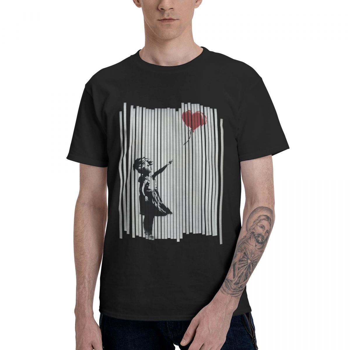 Fashion Banksy Shredded Balloon Girl T-shirt Pure Cotton Crewneck Short Sleeve European Size XS-5XL Tee Shirts S разноцветный