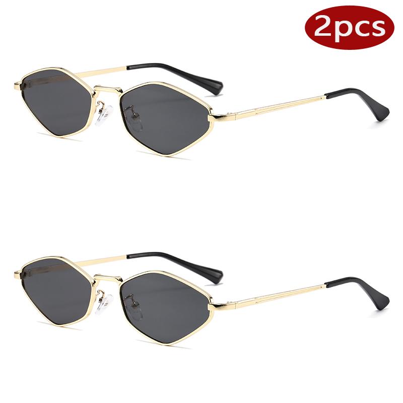 

Защитные очки 2 шт. Солнцезащитные очки с многоугольной металлической оправой для женщин в стиле стимпанк, женские очки для улицы с защитой от ультрафиолета UV400