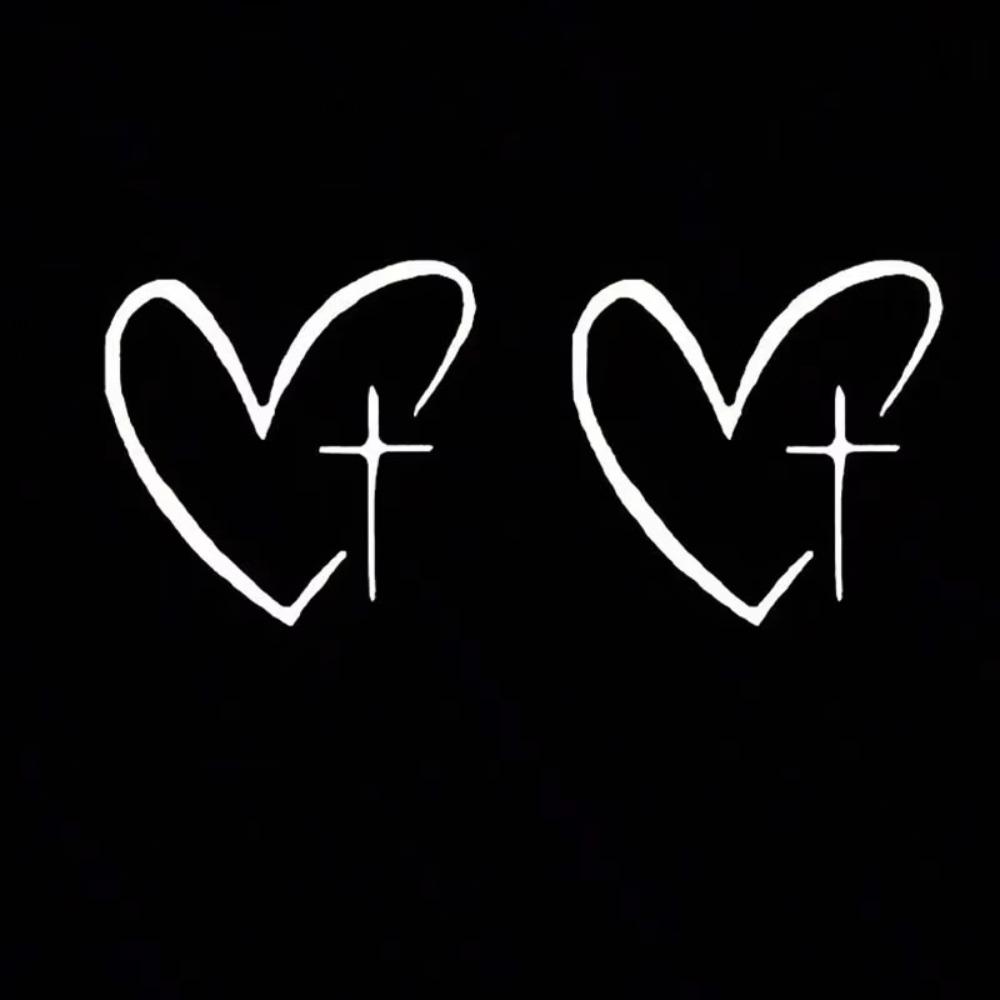 2Pcs/Set Waterproof Rearview Mirror Decal Universal Heart Cross Sticker  Car Exterior Accessories