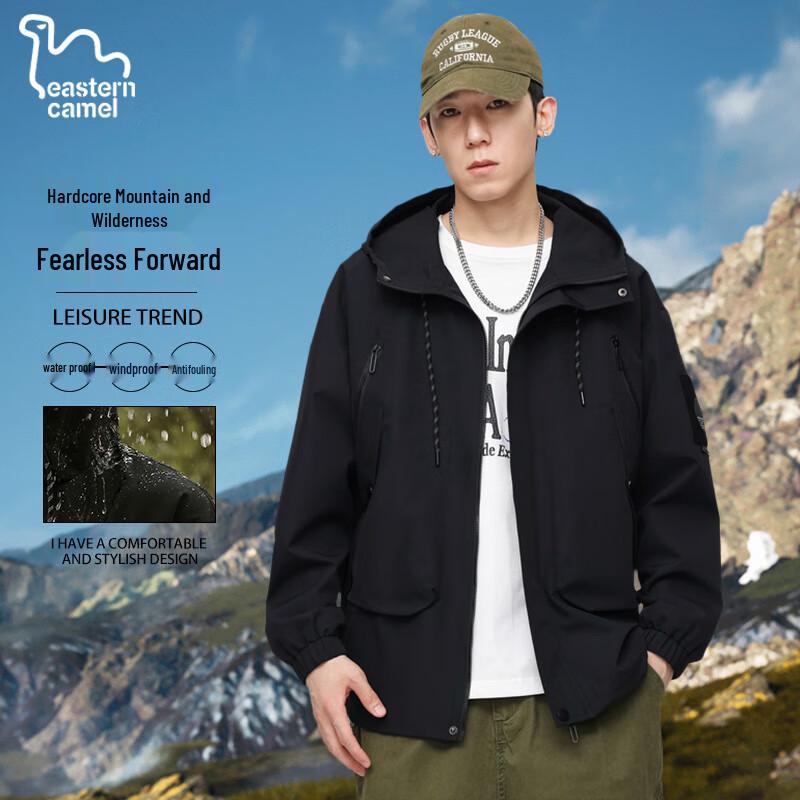 EASTERN CAMEL Men s Hooded Windproof Water-Resistant Workwear Jacket L