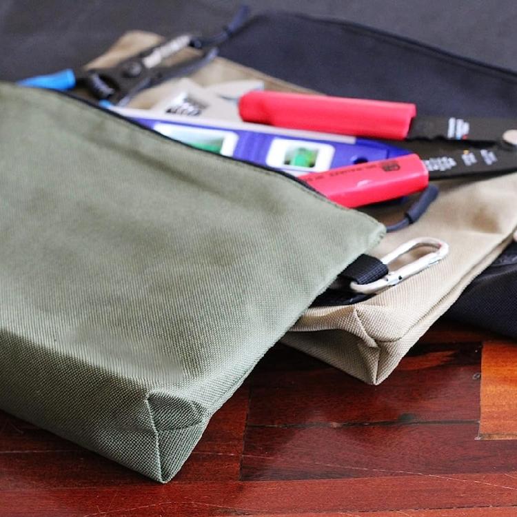 Heavy Duty Tool Pouch Zipper Bag with Carabiners Portable Tool Storage Pouch