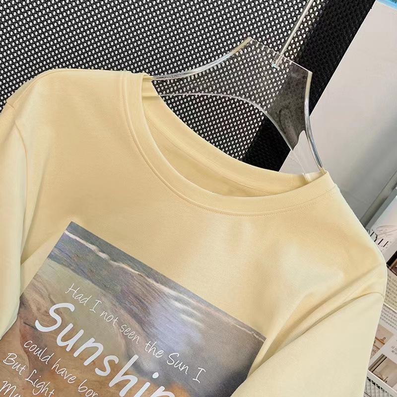 Women's Summer Printed Off-Shoulder Cotton T-Shirt - Chic and Sweet Design