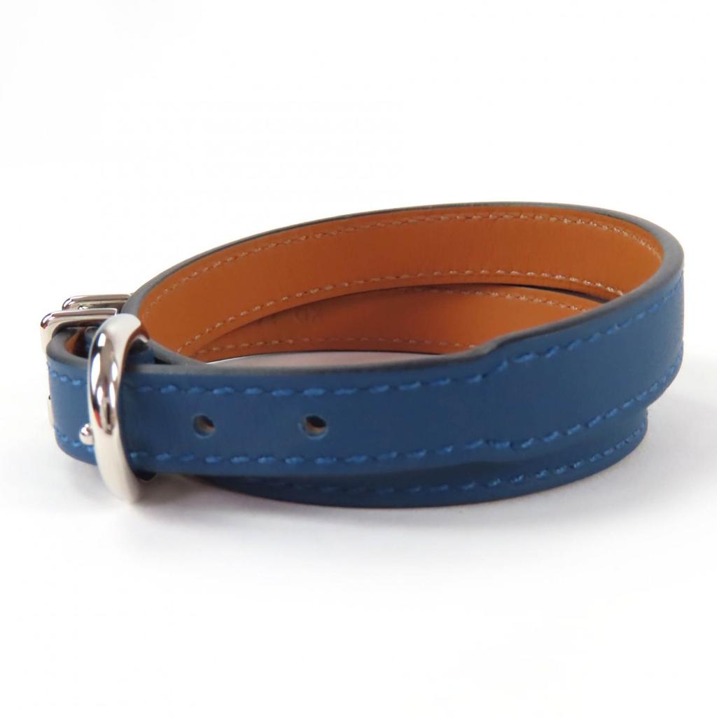 Pristine HERMES bracelet Trench Double Leather Navy leather Women Used