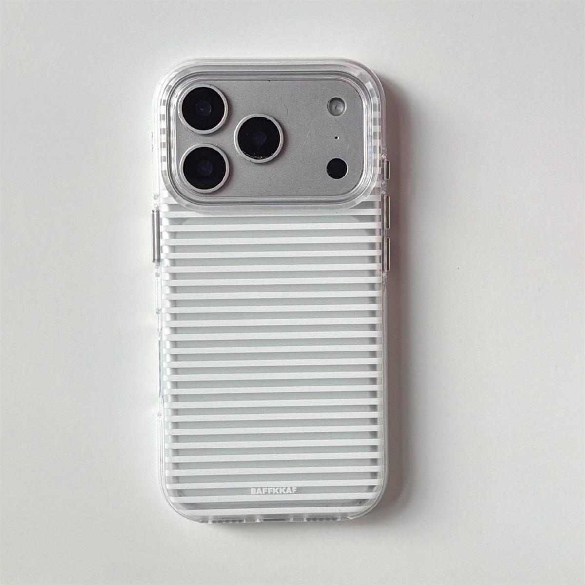 

White Stripes iPhone 15/16/17 Pro Max Case with Rounded Edges | Anti-Fall Design 16 Pro Max