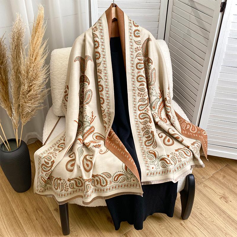 Design Paisley Printed Cashmere Scarf Women Winter Pashmina Shawls And Wraps Thick Warm Bufanda Stoles Blanket Luxury