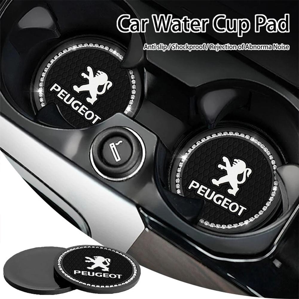 2Pcs Car Water Cup Pad Rubber Coaster Interior Accessories For Peugeot 408 308 5008 208 2008 3008 Landtrek Rifter 508 Valve cap