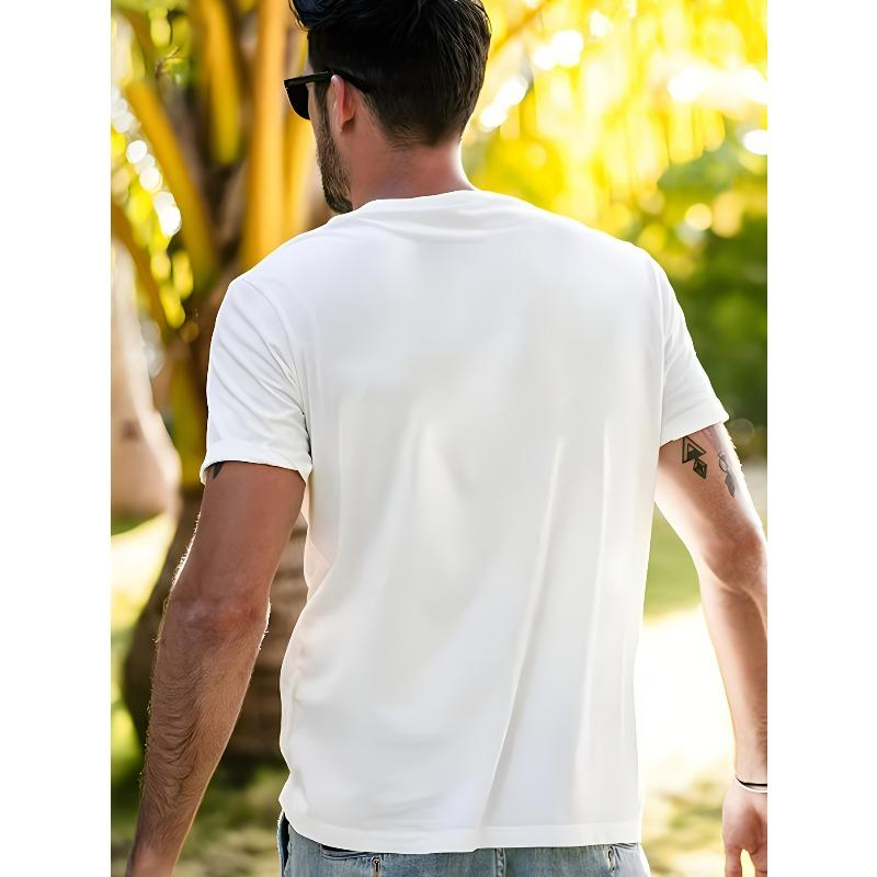 Europäische Größen Get Money Print Herren Kurzarm T-Shirts, Bequeme Lässige Elastische Rundhals Oberteile Für Herren Outdoor-Aktivitäten