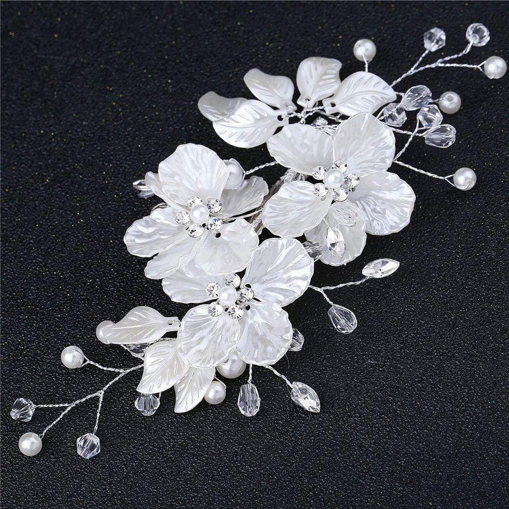 Floral Style Barrette Crystal Pearl Hair Combs Bridesmaid Tiara Flower Hair Pin Bridal Clips