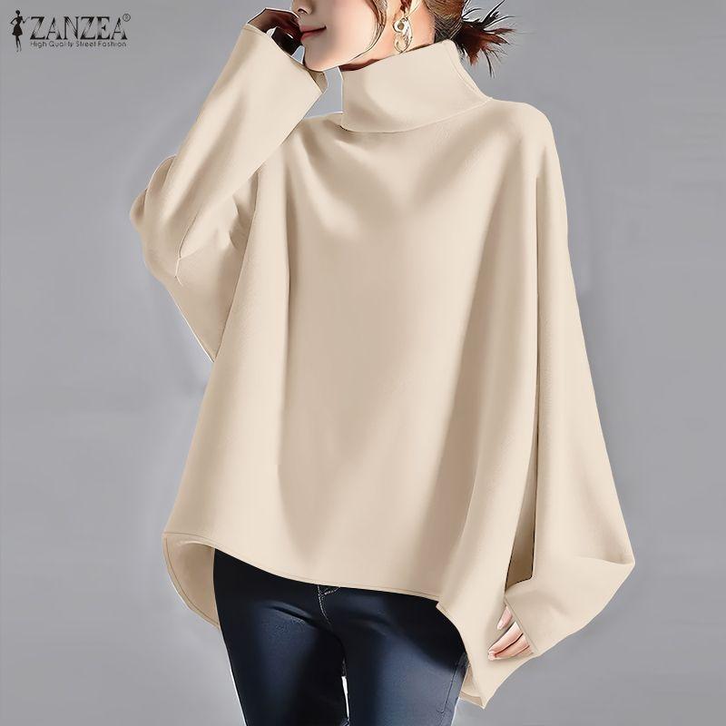 ZANZEA Women Stand Collar Loose Casual Long Sleeve Blouse