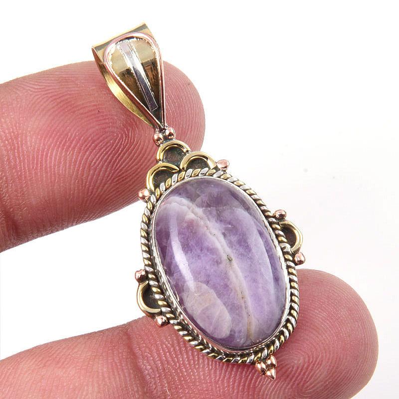 

Natural Tiffany Stone 925 Solid Sterling Silver Gift TwoTone Pendant 1.50 z6b54