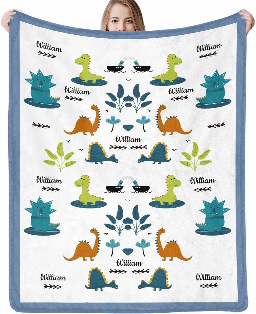 Überwurfdecke für Kinder, weiches Flanell, blaue Decken mit Dinosauriermuster, leichte und flauschige Decke mit 3D-Druck für Kinder, Geschenk für Freunde oder Kinder