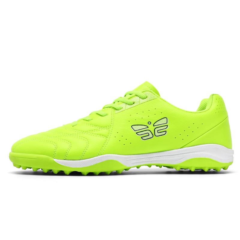 Men's High Elastic Socks Football Boots Rubber Soft Sole Short-nailed Artificial Turf Leather Teenagers Kids Football Shoes