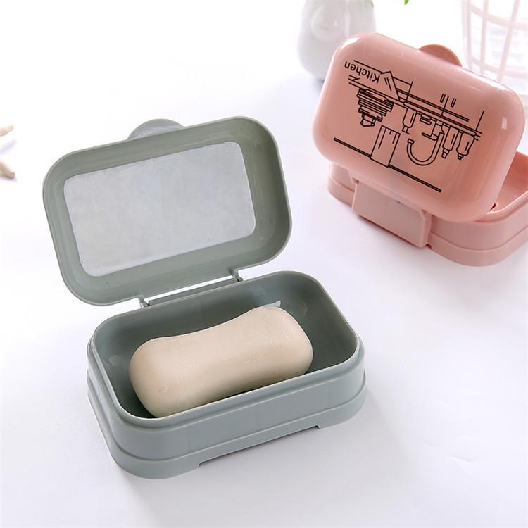 Bathroom Household Lid Connected Draining Simple Cartoon Printing Soap Box