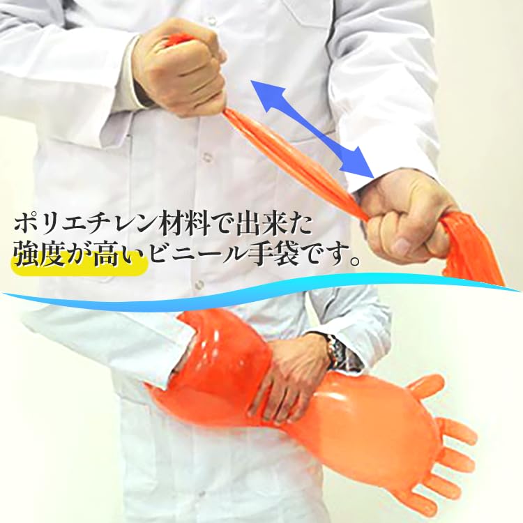 Disposable Long Vinyl Polyethylene Arm Long Left and Right Nursing Care Veterinary 100 Pieces [eggpass] Gloves, Gloves, Gloves, Gloves, Cleaning,