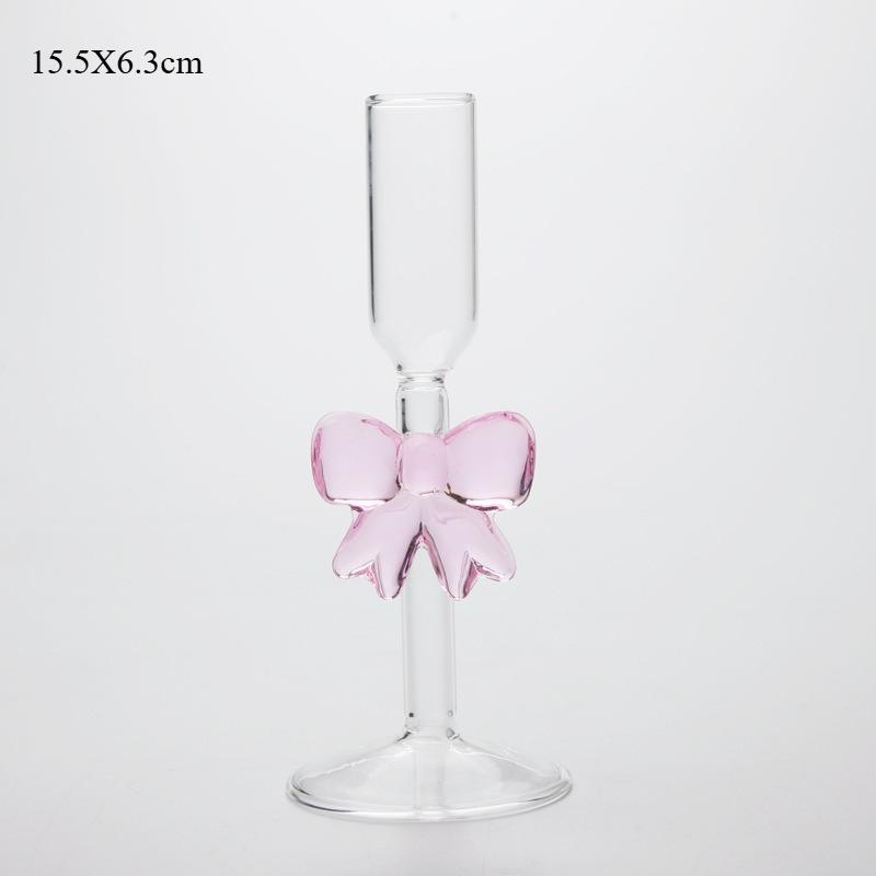 

Glass High Pedestal,luxurious Soft Pink/blue Large Bow-shaped Romantic Candlestick,heat-resistant High Borosilicate Decoration