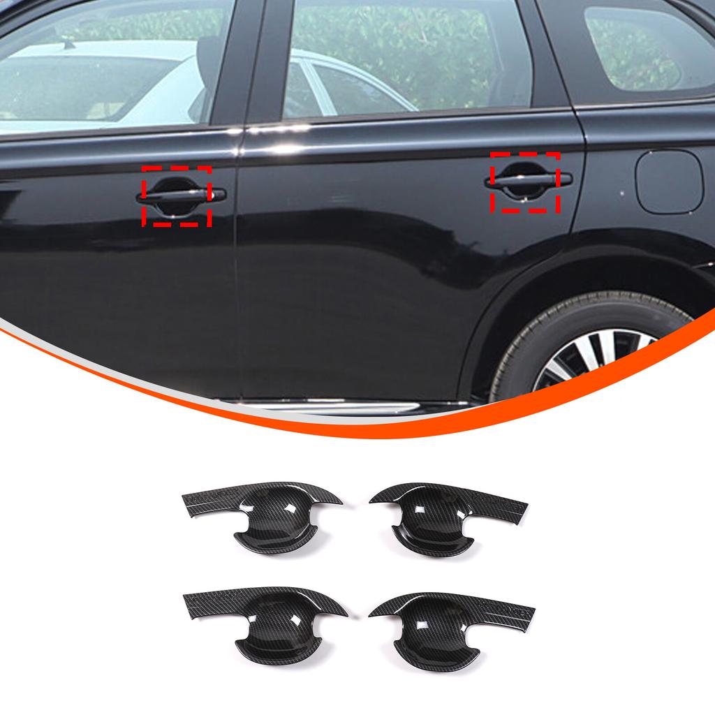 ABS Carbon Fiber Car Door Handle Bowl Cover Trim For Mitsubishi Outlander 13-21