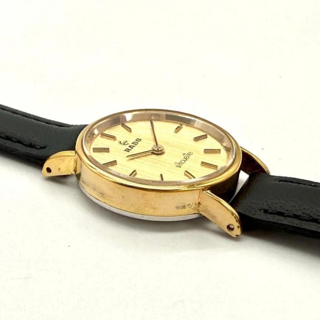 Used A015 [Antique/Extremely Good Condition] RADO Hand-wound Mechanical Gold Color Round Case Ladies Watch
