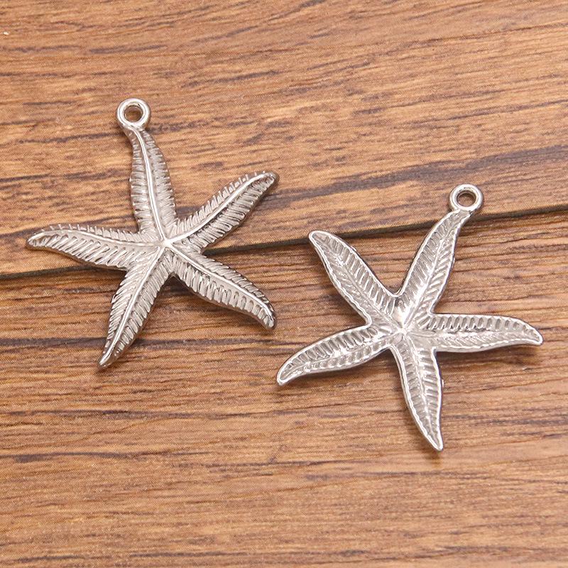 Bi-Color 304 Stainless Steel Starfish Pendant with Real Gold Electroplating