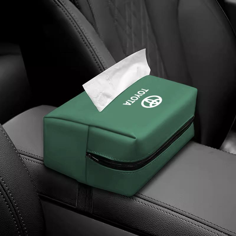Car Tissue Storage V48 Bag Sun Visor Seat Back Paper Towel Organizer Keyring For Toyota 86 RAV4 Corolla Yaris Prius CHR Camry Prado