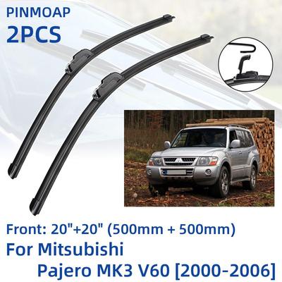 2PCS Front Windshield Windscreen Wiper Blades For Mitsubishi Pajero MK3 V60 2000-2006 20"+20" Window Brushes Cutter Accessories 2000 2001 2002 2003 2