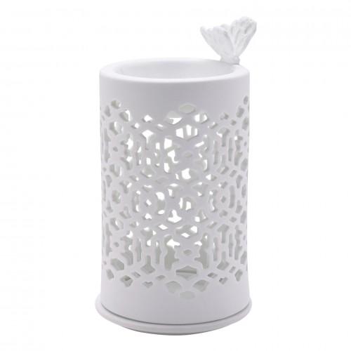 Hestia White Ceramic Wax Melt Burner With Butterfly