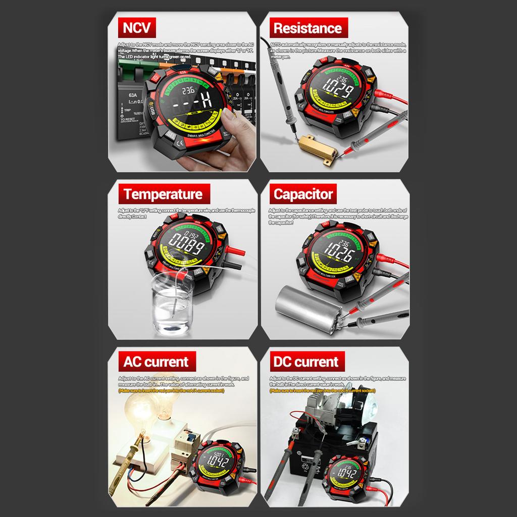 Digital Multimeter, 6000 Counts NCV Voltage Tester with VA Backlit LCD, Data Hold, Flashlight, Live Wire Detection,