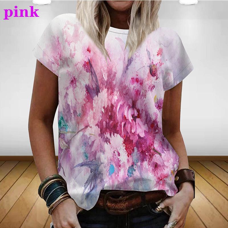 Summer Lovely Printing Casual Loose T-Shirt Women Tops ST059