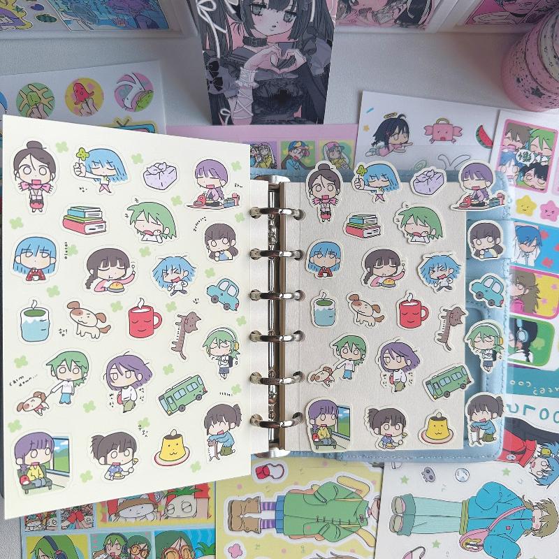 1 Sheet Kawaii Cartoon Character Decals Korean Cute Girl Stickers Hand Account Planner Diary Notebook Diy Decorative Sticker
