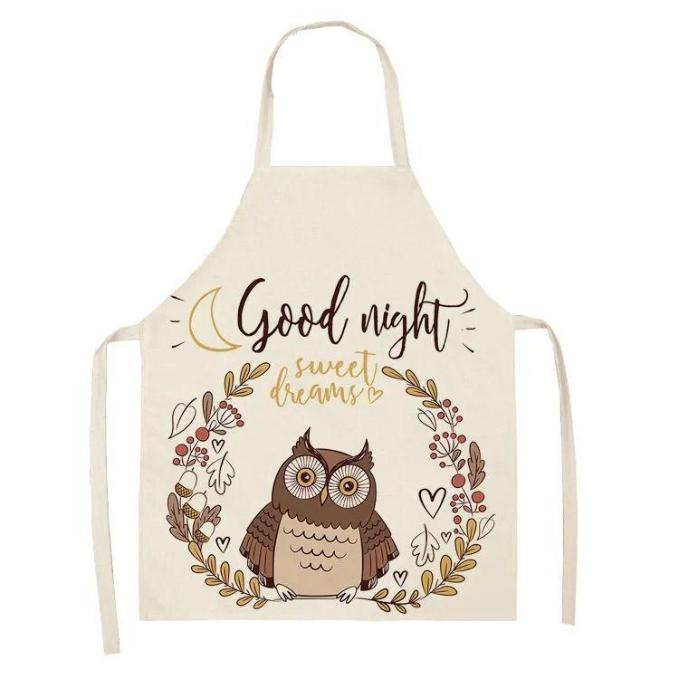 Colorful Owl Pattern Fashionable Ins Style Apron Adult Sleeveless Kitchen Home Baking Waist Bib