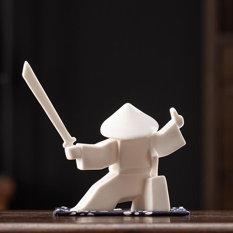 Samurai Knight Ceramic Incense Holder and Burner Ornament