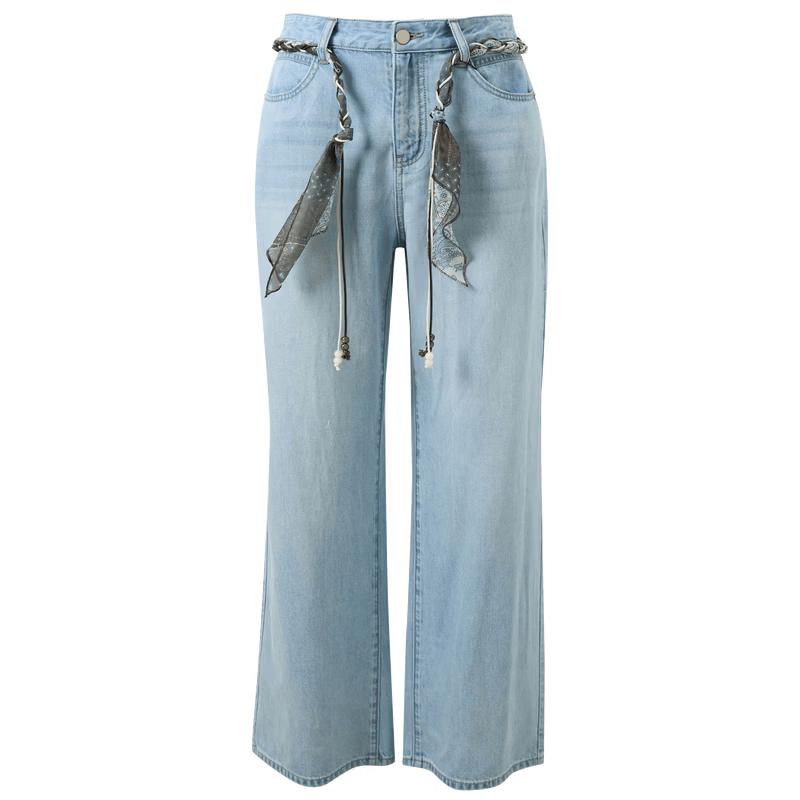 

Sancai Women s High-Waist Loose Straight-Leg Jeans M