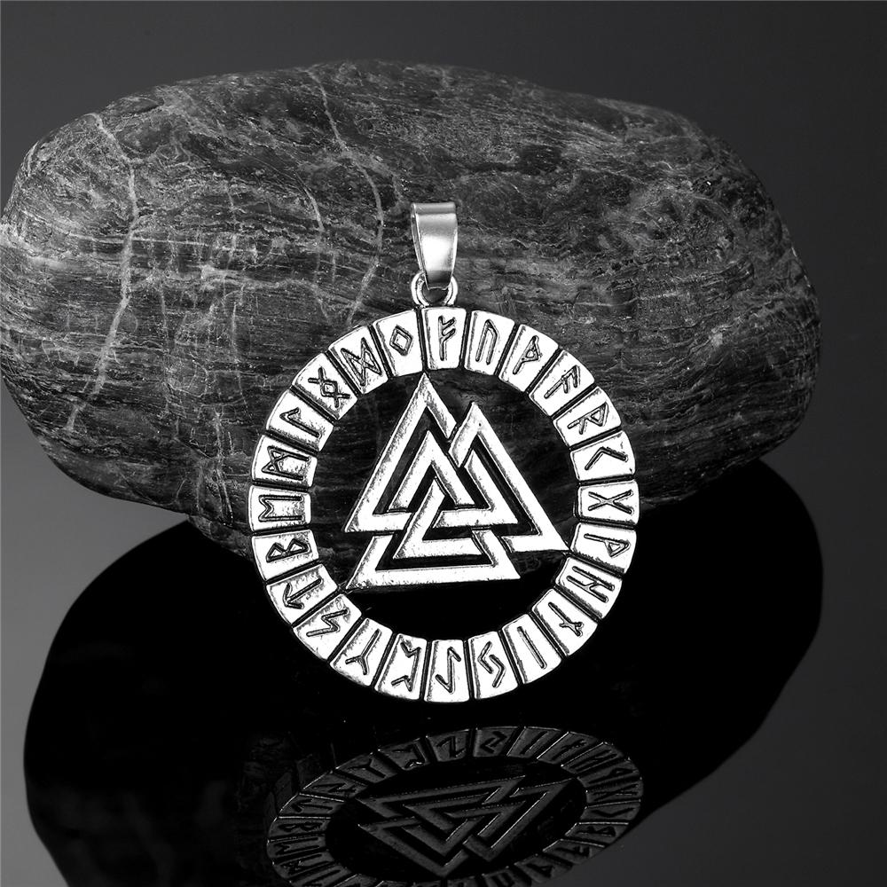 Viking Runes Valknut Pendant Mens Stainless Steel Necklace Norse Jewelry Vegvisir Amulet Steampunk Keychain Dropship