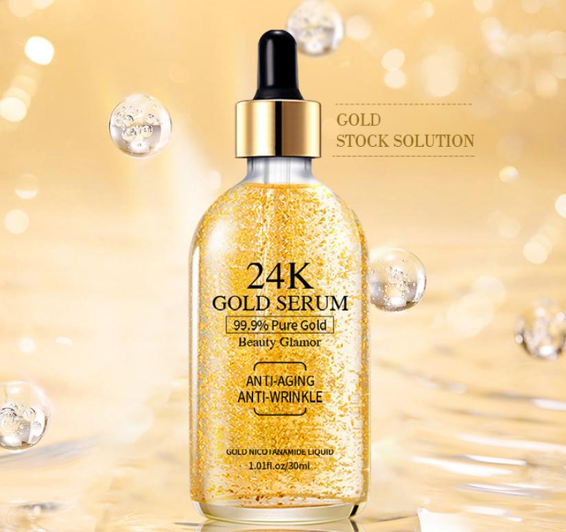 24K Gold Nicotinamide Serum - Anti-Aging & Hydrating Face Treatment, 99.9% Pure Gold + Niacinamide,Glowing, Firm & Plump Skin