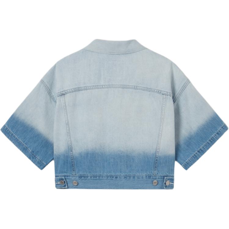 Levis Cool Series Loose Gradient Comfortable Polo Short Sleeve Denim Jacket Women Jackets Light-Blue 002YZ-0001