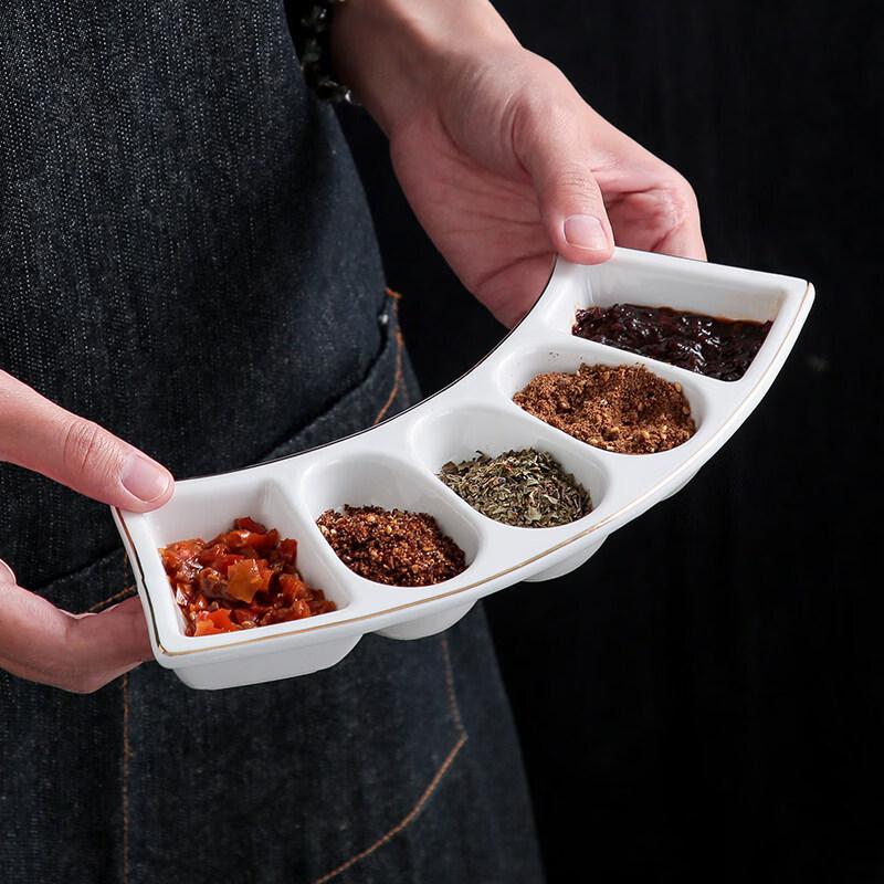 Elegant Ceramic Multi-Compartment Dipping Dish