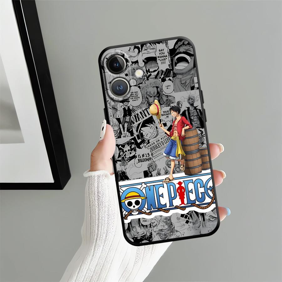 Ones Pieces Luffys Gear 5 Case for iPhone 15 16 14 Plus 13 12 11 17 Pro Max Air XS Max XR 7 8 Black Soft Phone Cover