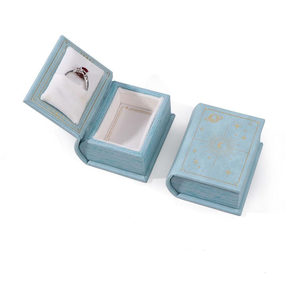 Creative Book Shape Ring Box Flip Lid Jewelry Packaging Refined Engagement Ring Case  Travel