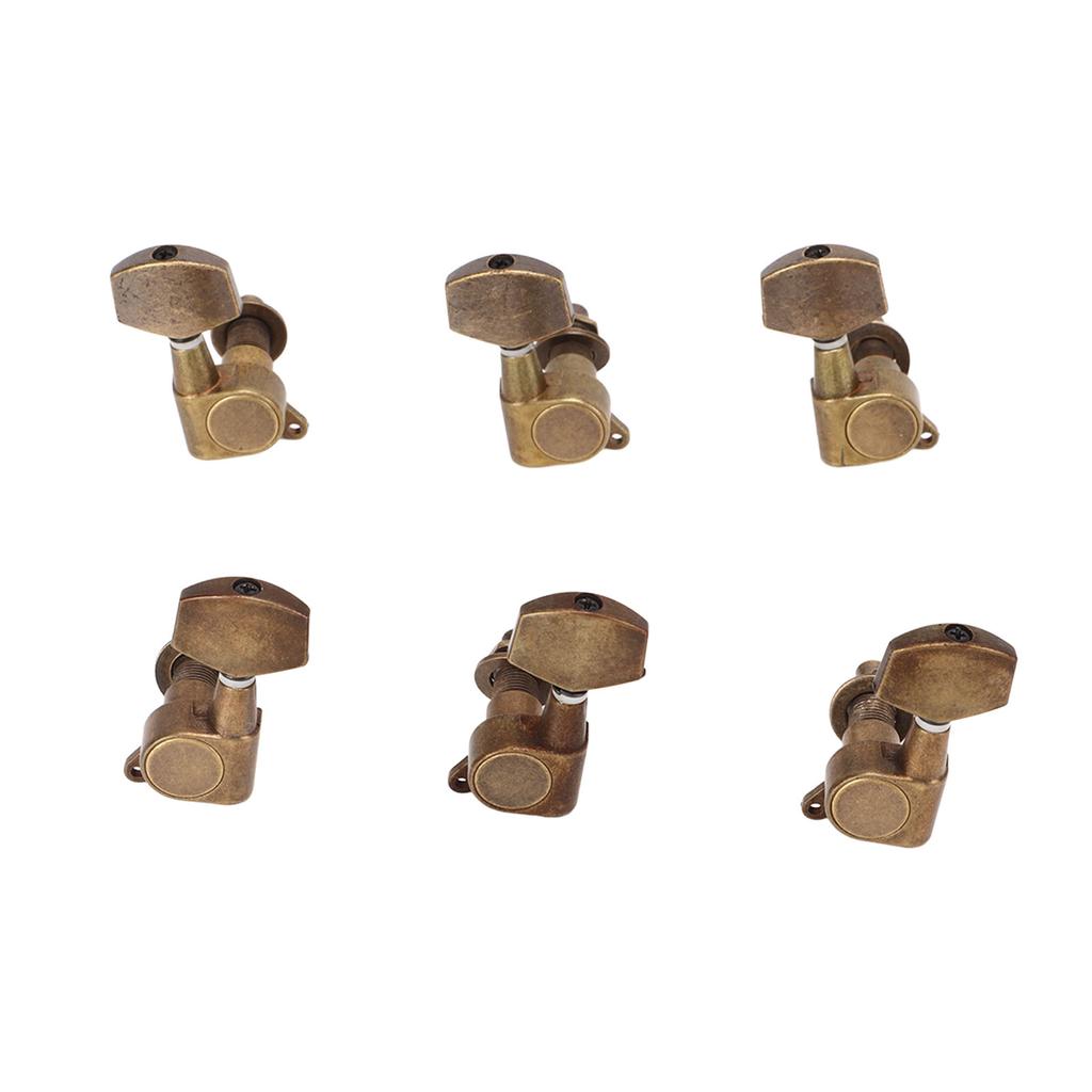 6 Pcs Guitar Tuning Pegs 3L3R Metal Bronze Heavy Internal Gear Electric Guitar Machine Heads Tuning Key
