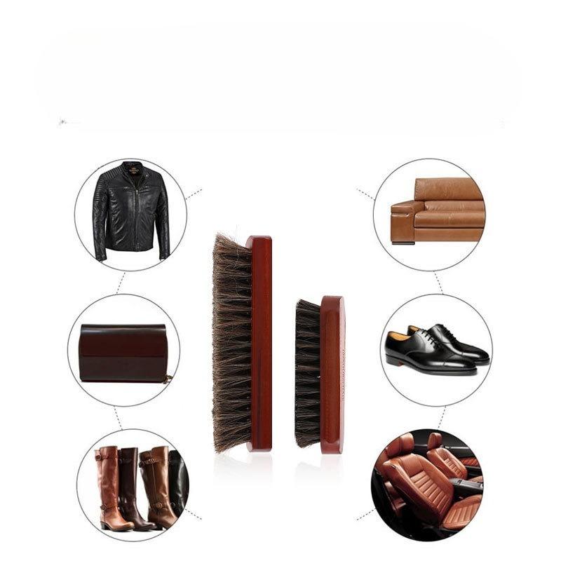 Horsehair Brush with Birch Wood Handle Soft Bristle for Leather Shoe Polish Suede and Nubuck Cleaning Care