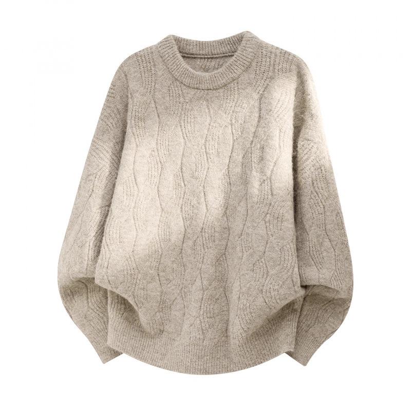 Men's Retro Round Neck Cable Knit Sweater - Autumn/Winter Loose Fit