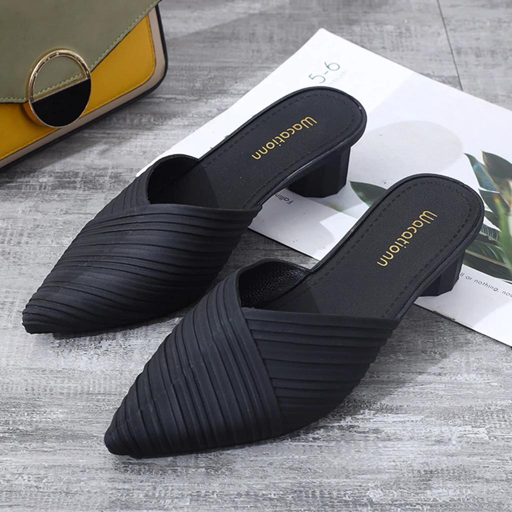 Fashion Women'S Summer Pointed Toe Sandals Low Heeled Sandals Women'S Summer Casual Fashion Sandals Anti-Odor And Non-Slip