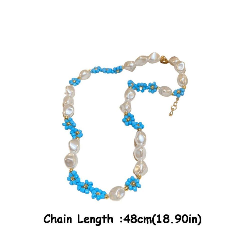 Korean Style Rice Bead Necklace Bead Flower Pearls Clavicle Chain Simple Daisy Bracelet  Girl