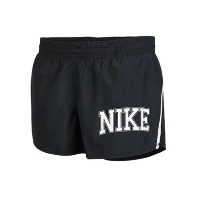 Alphabet Logo Print Elastic Waist Straight Shorts Women Bottoms Black DQ6361-010