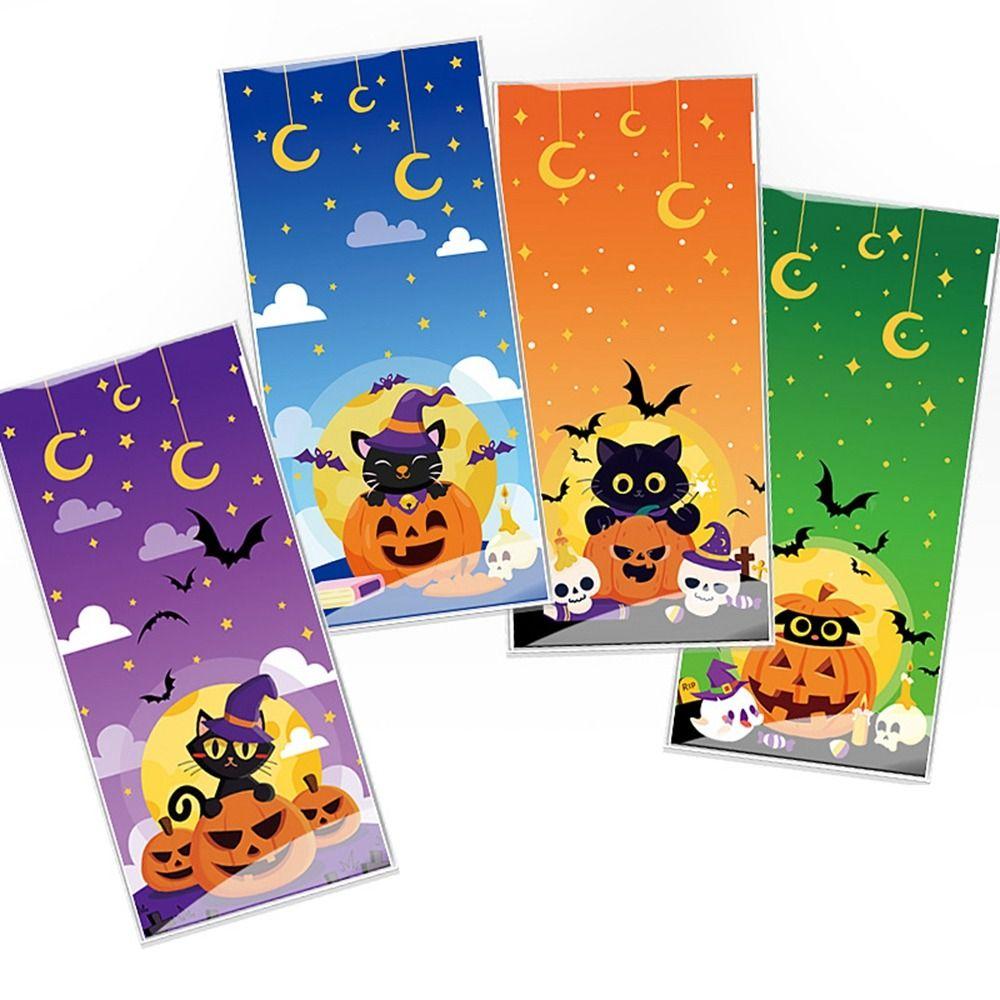 50pcs DIY Halloween Candy Bag Kids Favors Gift Wrapping Bag New Snack Packaging Pouch  Halloween