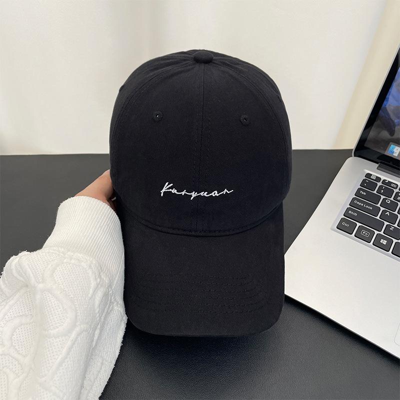 Retro Letter Baseball Cap Female Simple Versatile Sun Hat Big Head Circumference Soft Top Cap Female