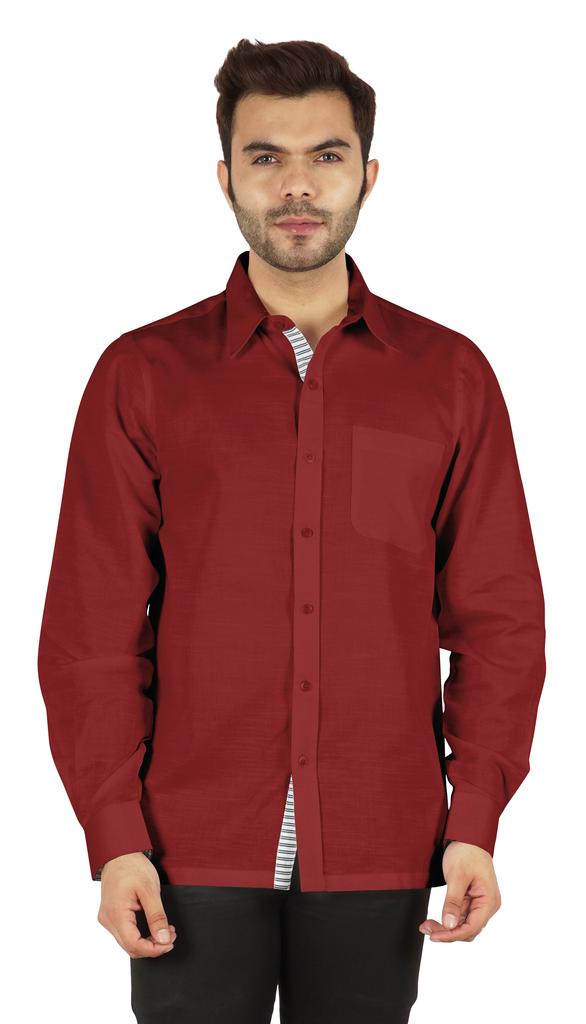 BestMan Formal Classic Button Down Cotton Shirts Inner Contrast Regular Fit Office Shirt For