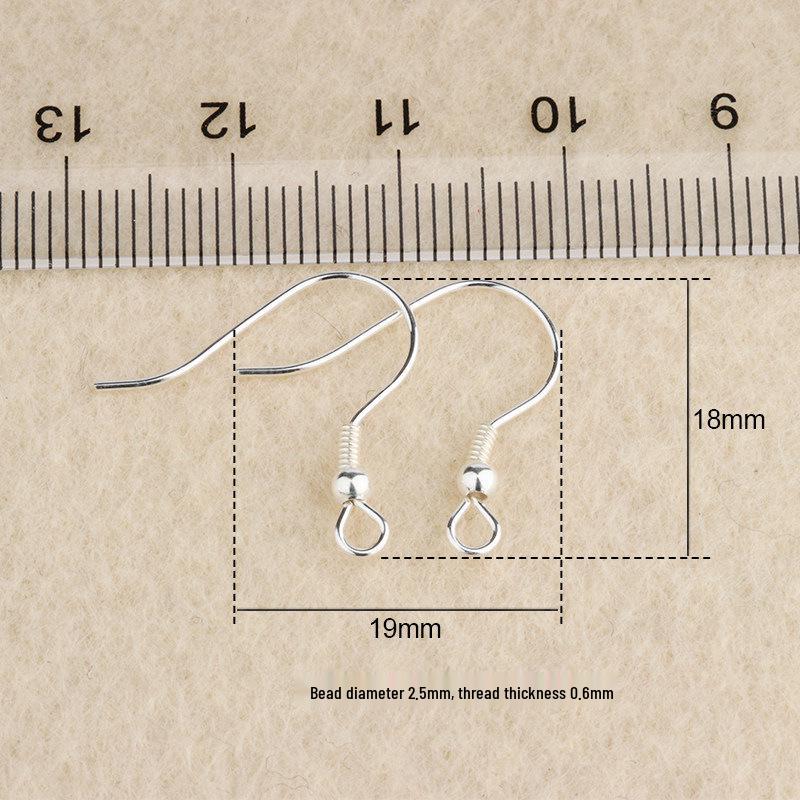 Tingxiang Sterling Silver Round Bead Earring Hooks - DIY Jewelry Accessories