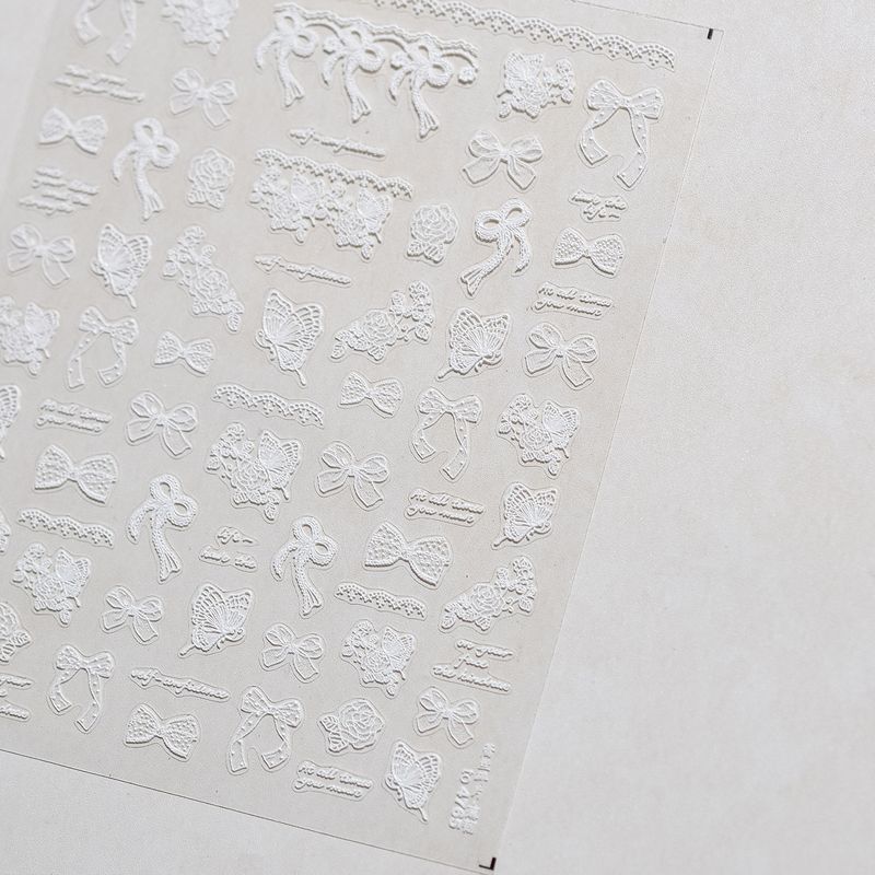 

Black and White Lace Bows Nail Stickers New Arrival Instagram Mesh Red Sun Series Transparent Ballet Style Nail Stickers Decoration White Lace Cloth 4765
