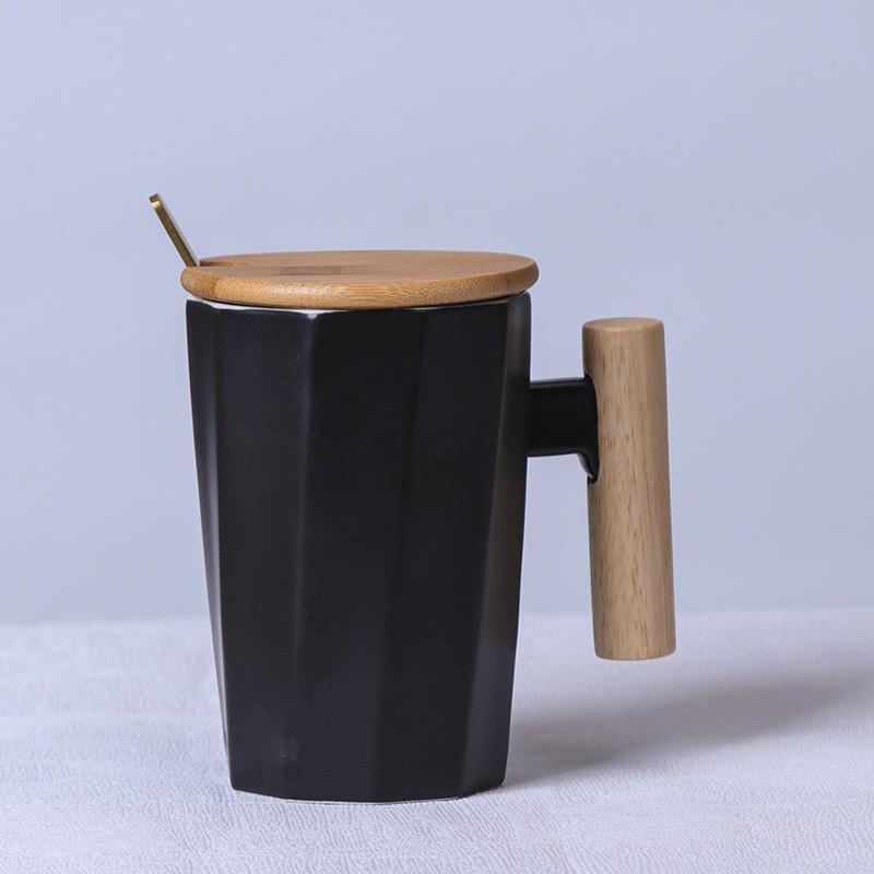 Nordische Keramiktasse mit Holzgriff - Ideal für das Büro, für Kaffee oder als Geschenk